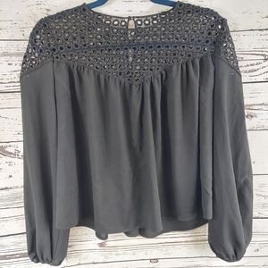 Aqua black lightweight swing blouse size small